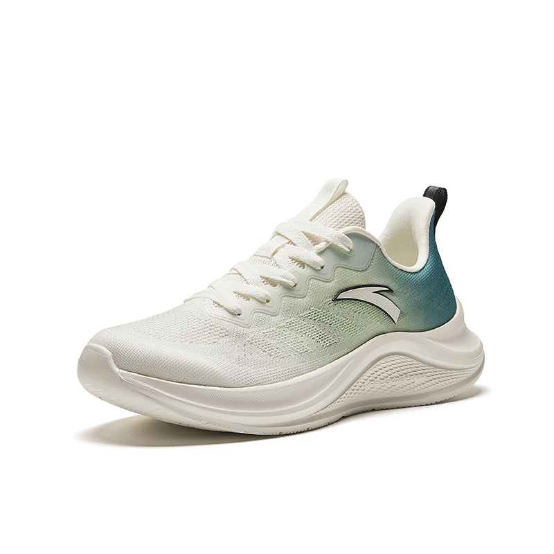 Green and white running shoes discount