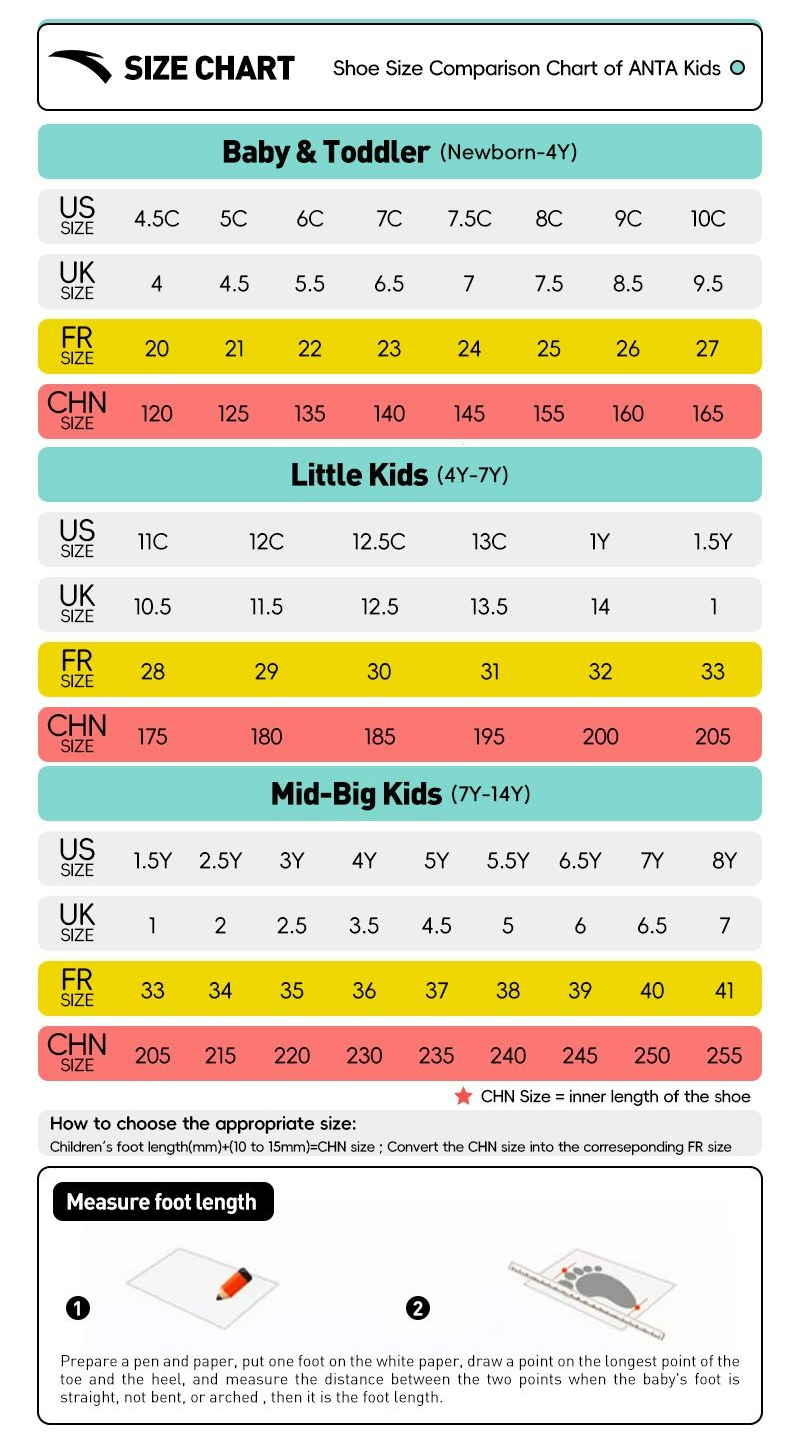 Boy shoes size chart hot sale